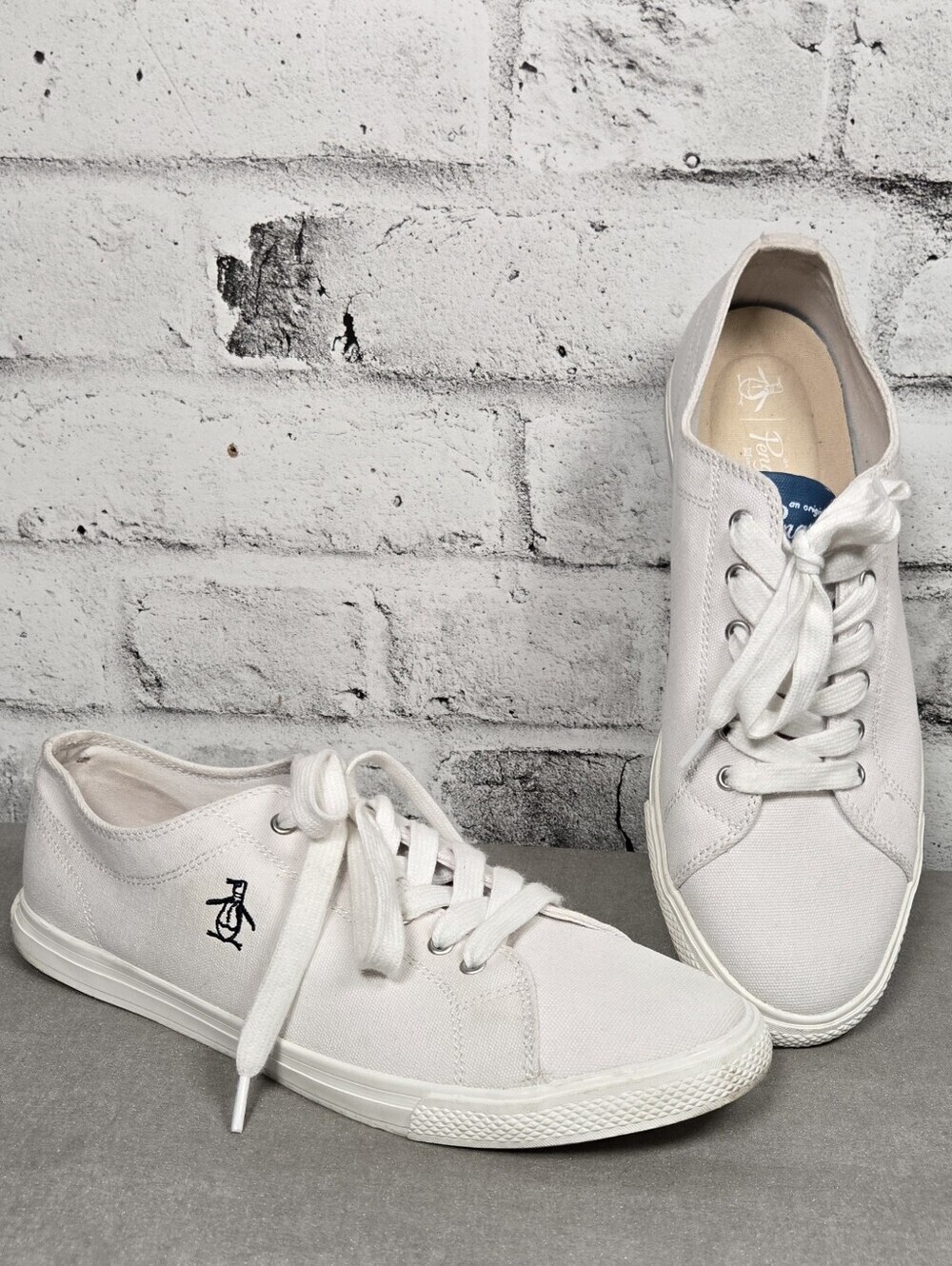 Original Penguin Canvas Sneakers Mens Size 10 White Lace Up Shoes